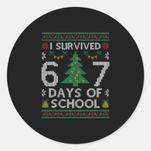 I Survived 67 Days Of School Funny Six Seven Meme Classic Round Sticker