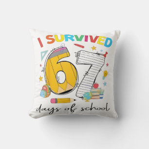 I Survived 67 Days of School Funny Teacher Student Cushion
