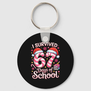 I Survived 67 Days Of School - Funny Teachers Stud Key Ring