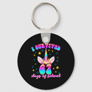 I Survived 67 Days Of School Funny Unicorn Six Sev Key Ring