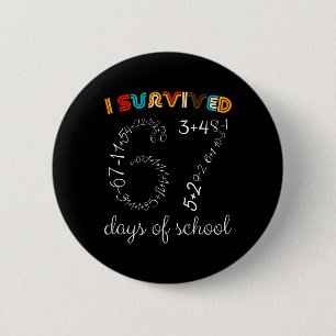 I Survived 67 Days Of School Funny Vintage Math Me 6 Cm Round Badge