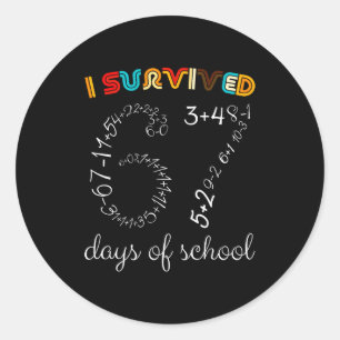 I Survived 67 Days Of School Funny Vintage Math Me Classic Round Sticker
