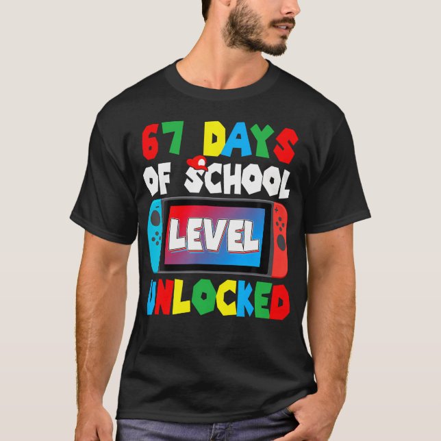 I Survived 67 Days Of School Gamer 67 Days Student T-Shirt (Front)