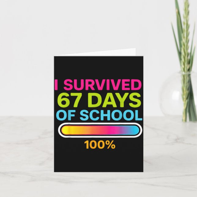 I Survived 67 Days Of School Gamer School Meme Boy Card (Front)