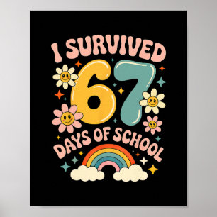 I Survived 67 Days Of School Gen Alpha Slang Retro Poster