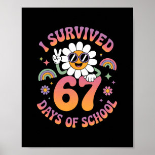 I Survived 67 Days Of School Groovy Retro Teachers Poster