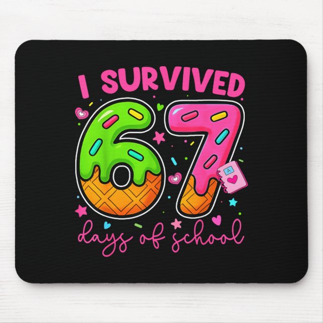 I Survived 67 Days Of School Ice Cream Drip Boy Gi Mouse Pad (Front)