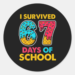 I Survived 67 Days Of School Ice Cream Drip Six Se Classic Round Sticker