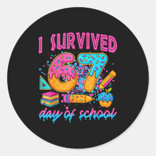 I Survived 67 Days Of School Ice Cream Drip Six Se Classic Round Sticker