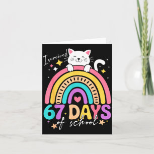 I Survived 67 Days Of School Kids Kitten Cat Cool Card