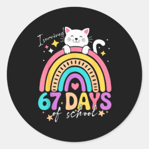 I Survived 67 Days Of School Kids Kitten Cat Cool Classic Round Sticker