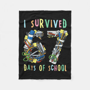 I Survived 67 Days Of School Math Teacher Funny _2 Fleece Blanket