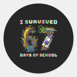 I Survived 67 Days Of School Math Teacher Funny _4 Classic Round Sticker