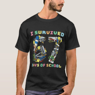 I Survived 67 Days Of School Math Teacher Funny  T-Shirt
