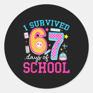 I Survived 67 Days Of School Meme Six Seven Teache Classic Round Sticker