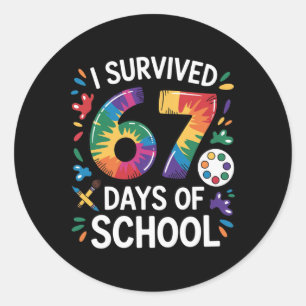 I Survived 67 Days Of School Meme Women Teacher St Classic Round Sticker