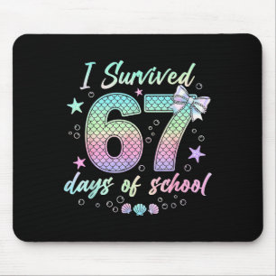 I Survived 67 Days Of School Mermaid Coquette Bow Mouse Pad