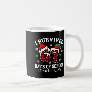 I Survived 67 Days Of School Red Buffalo Plaid Tea Coffee Mug