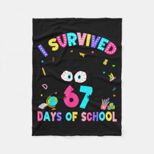 I Survived 67 Days Of School Six Seven Meme Slang  Fleece Blanket