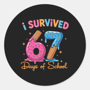 I Survived 67 Days Of School Six Seven Meme Teache Classic Round Sticker