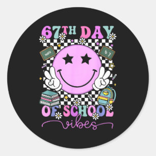 I Survived 67 Days Of School Smile Face Six Seven  Classic Round Sticker
