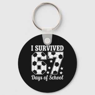 I Survived 67 Days Of School Soccer Style Teacher Key Ring