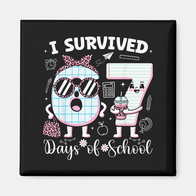 I Survived 67 Days Of School Teacher Student Leopa Magnet (Front)