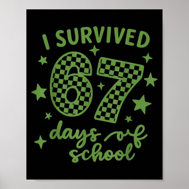 I Survived 67 Days Of School Teachers Student, Fun Poster (Front)