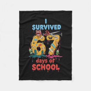 I Survived 67 Days Of School Teachers Students Mon Fleece Blanket