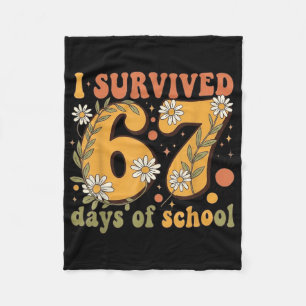 I Survived 67 Days Of School Teachers Students Ret Fleece Blanket