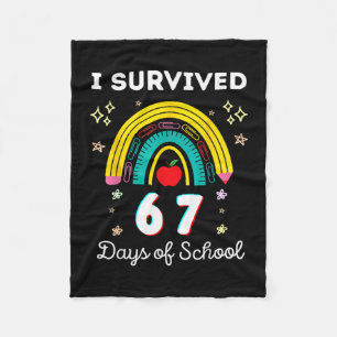 I Survived 67 Days Of School Teachers Students Six Fleece Blanket