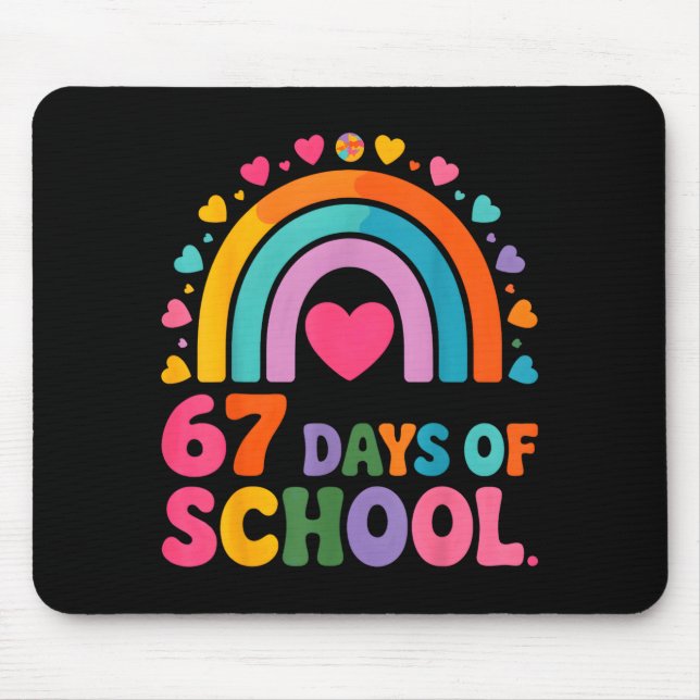 I Survived 67 Days Of School Tie Die Rainbow Lover Mouse Pad (Front)