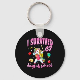 I Survived 67 Days Of School Unicorn Dabbing Teach Key Ring