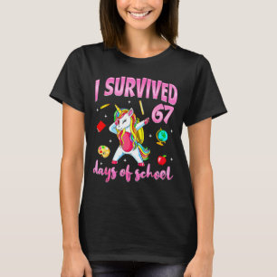I Survived 67 Days Of School Unicorn Dabbing Teach T-Shirt