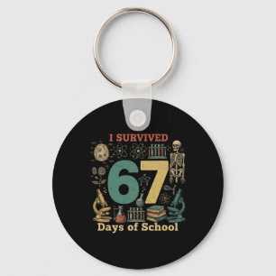 I Survived 67 Days Of School Vintage 67 Meme Scien Key Ring