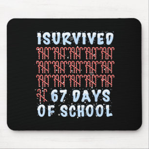 I Survived 67 Days Of School Xmas Candy Cane Tally Mouse Pad