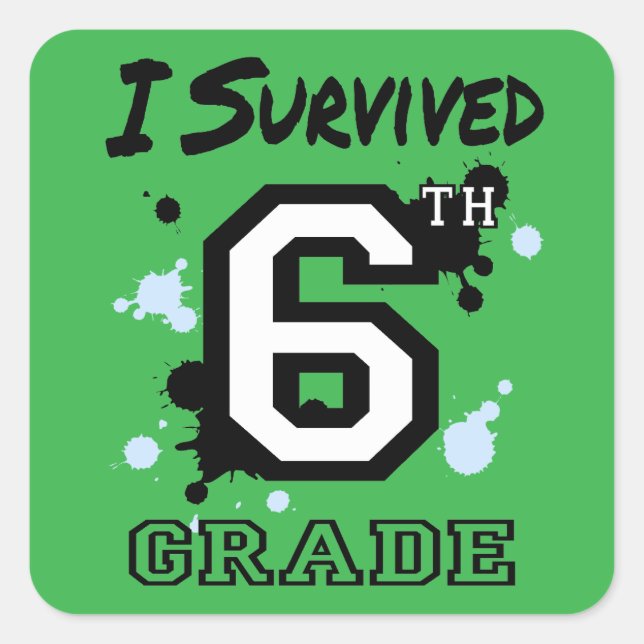 I Survived 6th Grade Square Sticker (Front)