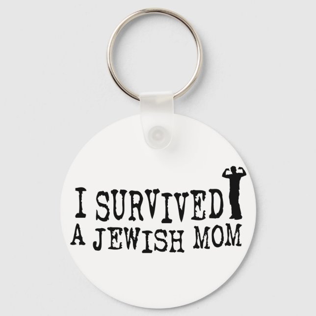I Survived a Jewish mum - Jew humour Key Ring (Front)