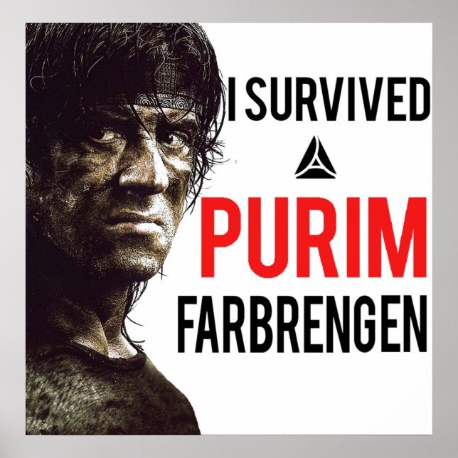 I survived a Purim Farbrengen Poster (Front)