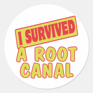 I SURVIVED A ROOT CANAL CLASSIC ROUND STICKER
