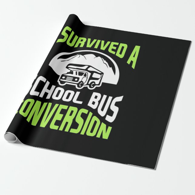 I Survived A School Bus Conversion Wrapping Paper (Unrolled)