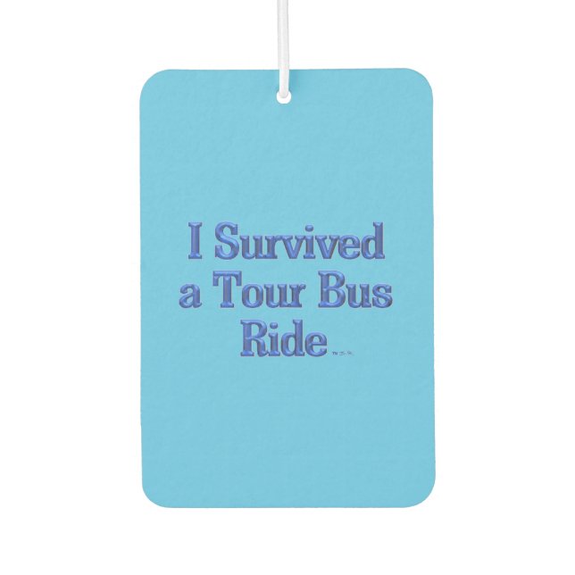 I Survived a Tour Bus Ride blue car air freshener (Front)