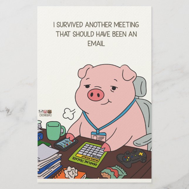 I Survived Another Meeting Stationery (Front)