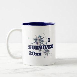 I Survived Blue Abstract Virus Two-Tone Coffee Mug