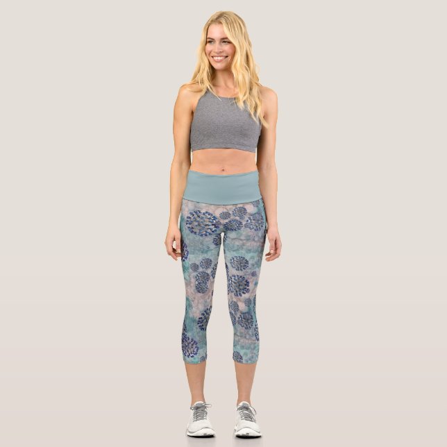 I Survived Blue Covid Virus Capri Leggings (Front)