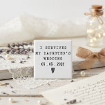 I Survived Daughter’s Wedding Quote With Date Magnet<br><div class="desc">Keep the joy and humour of your daughter’s wedding close at hand with this stylish magnet. Featuring “I Survived My Daughter’s Wedding” in bold black text and a customisable date, it transforms everyday spaces into a sentimental reminder of love, pride, and laughter. Perfect for fridges, lockers, or display boards, this...</div>