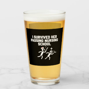 I Survived Her Passing Nursing School Nurse Glass