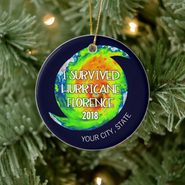 I SURVIVED HURRICANE FLORENCE | City and State Ceramic Ornament (Tree)