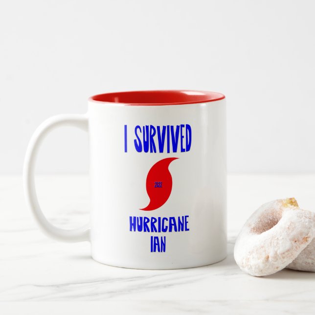 I Survived Hurricane Ian Two-Tone Coffee Mug (With Donut)