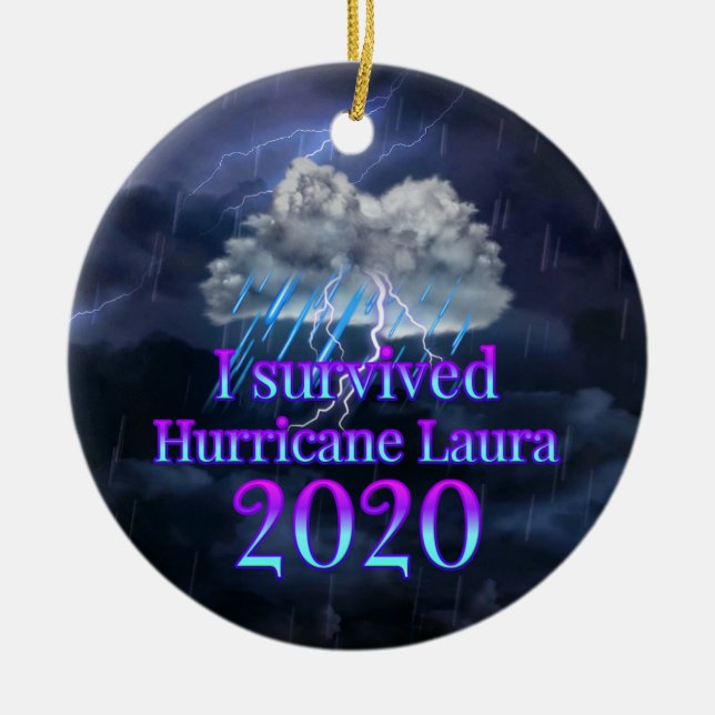 I survived Hurricane Laura Ceramic Ornament (Front)